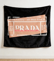 Prada Piano Factory Ticket Print Black Peach Fleece Sofa Throw Blanket IMG_2714